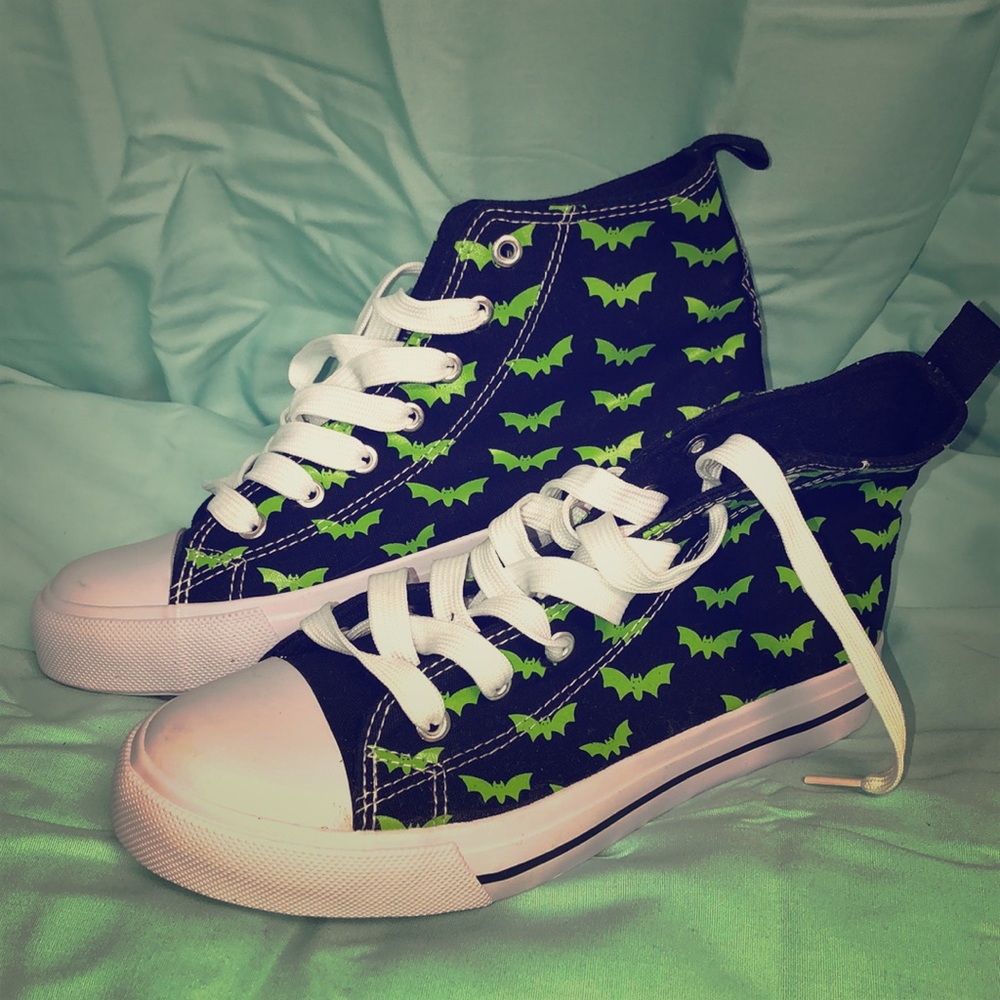 Black & Green Bat Sneakers
